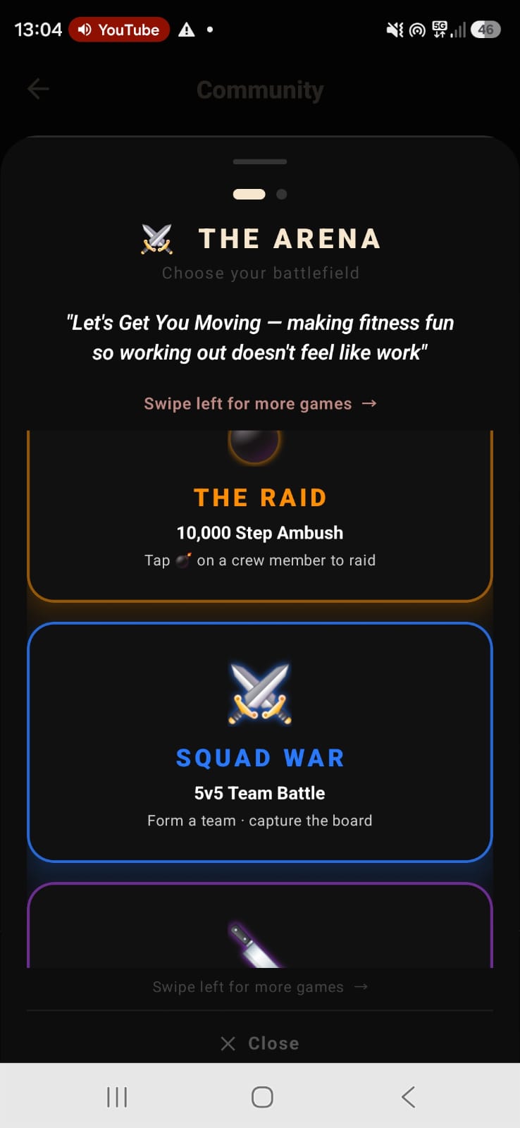 The Arena game menu showing The Raid, Squad War and other PvP modes